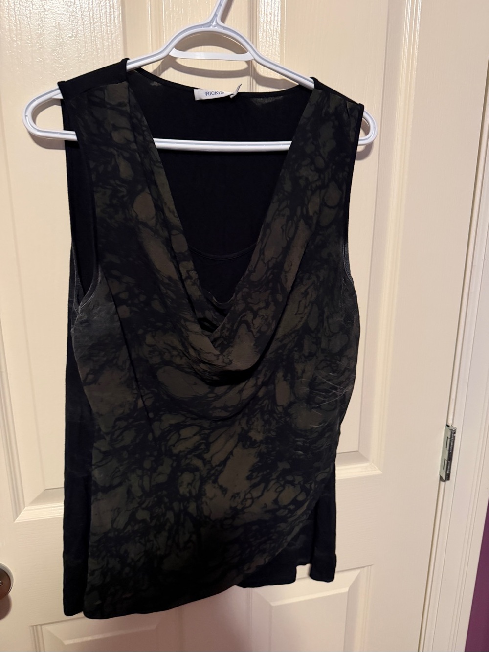 Ricki's Black & Olive Draped Cowl Neck Tank